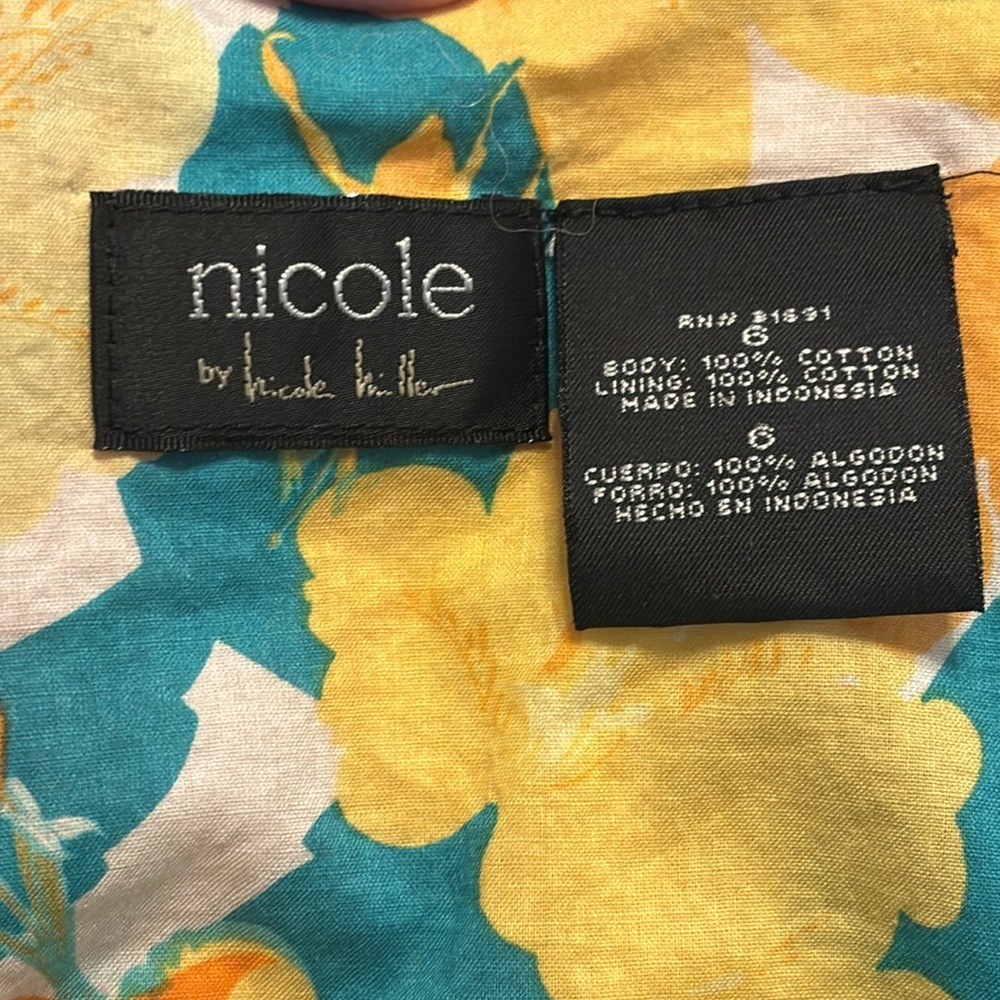 Nicole by Nicole Miller Yellow Green Orange Floral Tiered Midi Skirt - Picture 5 of 5
